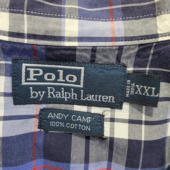 Polo Ralph Lauren Andy Camp Mens Blue Plaid Button Up Pocket Preppy Size XXL - Picture 6 of 9